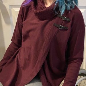 Burgundy cowl neck sweater lightweight